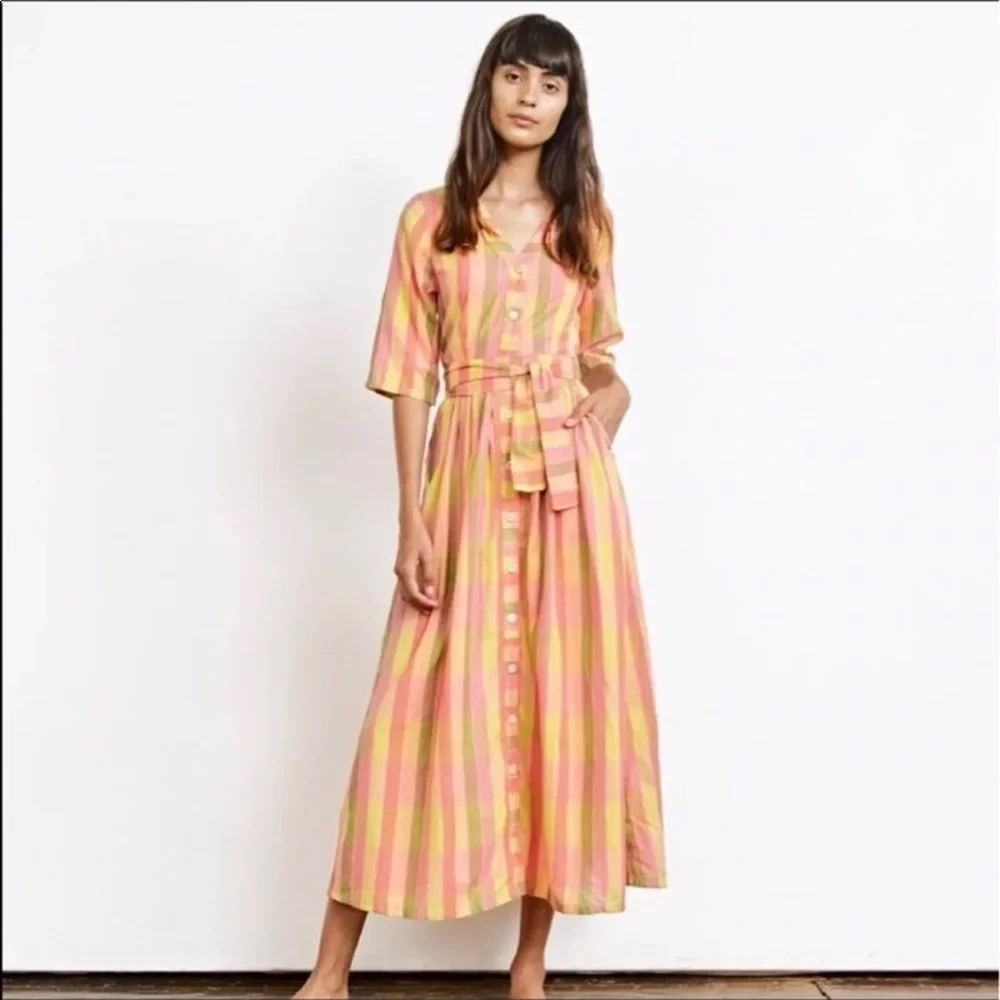 Ace & Jig Pink and Yellow Striped Maxi Dress - Picture 1 of 9